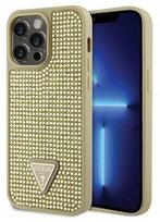 Guess "Rhinestones Triangle Metal Logo Case iPhone 14 Pro Max" Gold