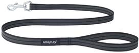 Šuns pavadėlis Amiplay Rubber, juodas, 1.2m x 2cm
