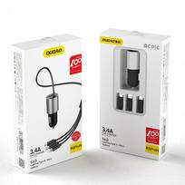 ikroviklis micro usb - Automobilinis įkroviklis Dudao R5ProN, Lightning/USB/USB Type-C, juoda - 1 nuotrauka