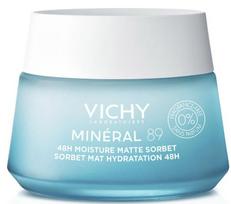 Vichy Mineral 89 48H Moisture Matte Sorbet - Drėkinantis matinis veido gelis riebiai ir mišriai odai, 50 ml