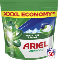 Ariel All-in-1 PODS Mountain Spring skalbimo kapsulės, 50 vnt.