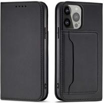 samsung stovas - Hurtel Magnet Card Case Samsung Galaxy S23 atverčiamas piniginės stovas Juodas (Black) - 1 nuotrauka