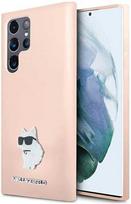 s23 ultra deklas - Karl Lagerfeld Silicone Choupette Metal Pin dėklas Samsung Galaxy S23 Ultra - Rožinis (Pink) - 1 nuotrauka