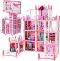 IKONKA Lėlių namelis Vila Rožinė (Pink) 4 Lygių Baldai
