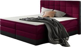 Lova dvigulė continental Damaso Mat Velvet 68, Mat Velvet 99, 140 x 200 cm, bordo/juoda, su čiužiniu