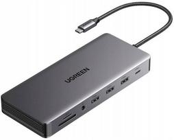 Ugreen HUB CM681 13in1 USB-C - 2x USB-A 3.2 / 2x USB-A 3.0 / 2x HDMI / DisplayPort / RJ45 / SD/TF / AUX / USB-C PD Juodas (Black)
