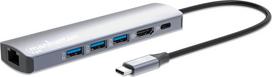 Manhattan 6-in-1 4K USB-C Dockingstation 1xHDMI 3xUSB 5 Gb/s Sidabras (Silver)