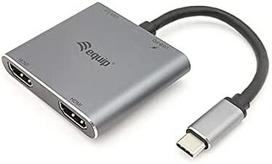 usb 3.2 type c - Equip Dock USB-C 4-in-1 2xHDMI, USB-A, 100W PD, 0.15m Sidabrinis (Silver) - 1 nuotrauka