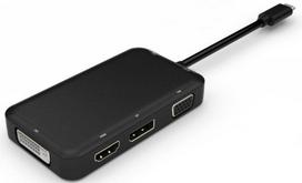 adapteris usb to hdmi - MicroConnect USB-C to DP / HDMI / DVI-D / VGA Adapter, Juodas (Black) - 1 nuotrauka