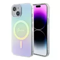 apple iphone 1 - Guess "Hardcase IML Iridescent MagSafe iPhone 15" Pink - 1 nuotrauka