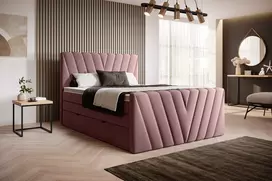 Lova dvigulė continental Candice Velvetmat 24, 140 x 200 cm, rožinė, su čiužiniu