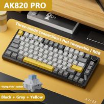 Ajazz AK820 Pro Flying Fish Mechaninė Klaviatūra, Juodas-Pilkas-Geltonas (Black-Gray-Yellow) RGB