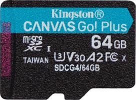 a2 kortele - Kingston Canvas Go! Plus 64GB microSDXC UHS-I Class 10 Gen4 - 1 nuotrauka