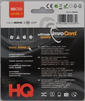 atminties korteles 4k - IMRO MicroSDHC 16GB Class 10 UHS-I + SD Adapter - 1 nuotrauka