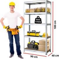 lentynos stelaz - 4IQ Sandėliavimo lentyna, 180 x 90 x 40 cm, 175 kg - 3 nuotrauka