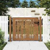 vidaXL Sodo vartai, 105 x 180 cm, corten plienas, bambuko dizainas
