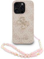 Guess PU 4G Metal Logo Strap dėklas Apple iPhone 15 Pro Max Rožinis (Pink)