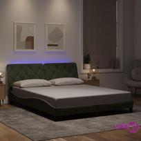 vidaXL Lovos rėmas su LED, šviesiai pilkas (Light Grey), 160x200 cm, aksomas