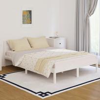 vidaXL Lovos rėmas, balta (White), 140x200 cm, pušies medienos masyvas