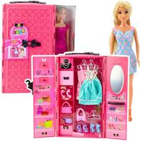 Lean Toys Lėlė su rožine spinta ir aksesuarais, 30 cm