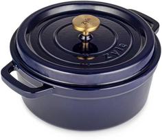 Zyle Apvalus emaliuotas ketaus puodas ZY01BLKI, 5l, mėlynas (Blue)