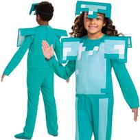 Disguise - Karnavalinis kostiumas Minecraft, deimantiniai šarvai (Turkio/Turquoise) 127-136 cm (7-8 metų)