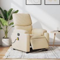 Fotelis vidaXL Elektrinis atlošiamas masažinis krėslas, kreminis (Cream)