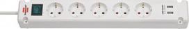 Ilgiklis Brennenstuhl Bremounta, 5 lizdai + 2 USB, 3 m, balta (White)