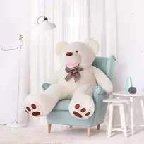 Didelis pliušinis meškiukas Bobo, baltas (White), 160 cm