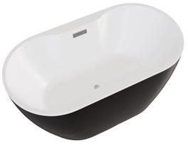 Vonia, laisvai pastatoma Besco Navia Black&White Matt, 140 cm x 75 cm x 60 cm, ovalas