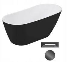 Vonia, laisvai pastatoma Besco Melody Black&White, 150 cm x 80 cm x 72 cm, ovalas