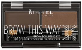 Rimmel Brow This Way rinkinys antakiams 2,4 g. Spalva Dark Brown (antakių vaškas + šešėliai + šepetėliai)
