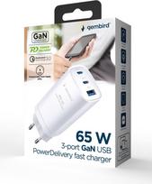 3 usb port charger - CHARGER USB UNIVERSAL QC3.0/TA-UC-PDQC65-01-W GEMBIRD - 5 nuotrauka