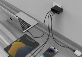 100w charger - CHARGER USB 100W 4PORT GAN/TA-UC-PDQC100LCD-01-BK GEMBIRD - 5 nuotrauka