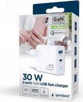 ikrovikliai type 2 - CHARGER USB 30W 2PORT/TA-UC-PDQC30L-W-01 GEMBIRD - 2 nuotrauka