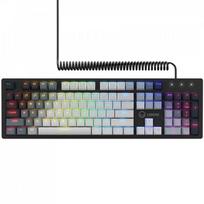white gaming keyboard - LORGAR Azar 514, Wired mechanical gaming keyboard, RGB backlight, 1680000 colour variations, 18 modes, keys number: 104, 50M clicks, linear dream switches, spring cable up to 3.4m, ABS plastic metal, magnetic cover, 450*136*39mm, 1.17kg, white, EN layout | LRG-GK514W-US - 1 nuotrauka