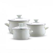 Emalia Olkusz 35244, 6 emaliuotų puodų rinkinys 16/18/20 cm kremas (Cream)
