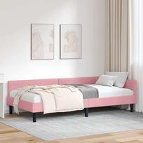vidaXL Kampinė lovos konstrukcija su galvūgaliu, rožinė (Pink), 90x200 cm