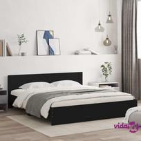 vidaXL Lovos rėmas su galvūgaliu, juodas (Black), 180x200 cm