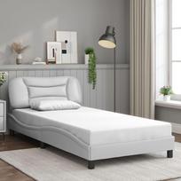 vidaXL Lovos rėmas su galvūgaliu, baltos (White), 100x200 cm, dirbtinė oda