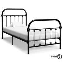 vidaXL Lovos rėmas, juodas (Black), 90x200 cm, metalas
