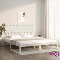 vidaXL Lovos rėmas, baltas (White), 180x200 cm, medienos masyvas