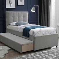 Lova Home4You OSWALDO 90x200 cm, su dviem čiužiniais HARMONY UNO, pilka (Grey)