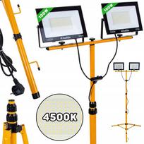 Keltin LED prožektorius 2x100W su teleskopiniu stovu ir laidu, neutrali balta 4500K