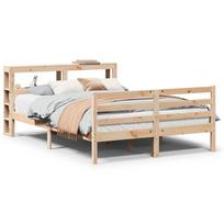 lova su galvugaliu 140x200 - Lova VLX Solid Pine Wood, ruda, 213x145 cm, su grotelėmis - 2 nuotrauka