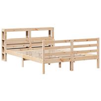 lova su galvugaliu 140x200 - Lova VLX Solid Pine Wood, ruda, 213x145 cm, su grotelėmis - 3 nuotrauka
