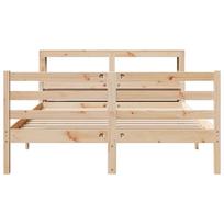 lova su galvugaliu 140x200 - Lova VLX Solid Pine Wood, ruda, 213x145 cm, su grotelėmis - 4 nuotrauka