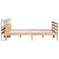 lova su galvugaliu 140x200 - Lova VLX Solid Pine Wood, ruda, 213x145 cm, su grotelėmis - 5 nuotrauka