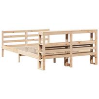 lova su galvugaliu 140x200 - Lova VLX Solid Pine Wood, ruda, 213x145 cm, su grotelėmis - 6 nuotrauka