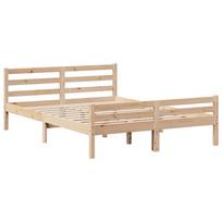 lova su galvugaliu 140x200 - Lova VLX Solid Pine Wood, ruda, 213x145 cm, su grotelėmis - 7 nuotrauka